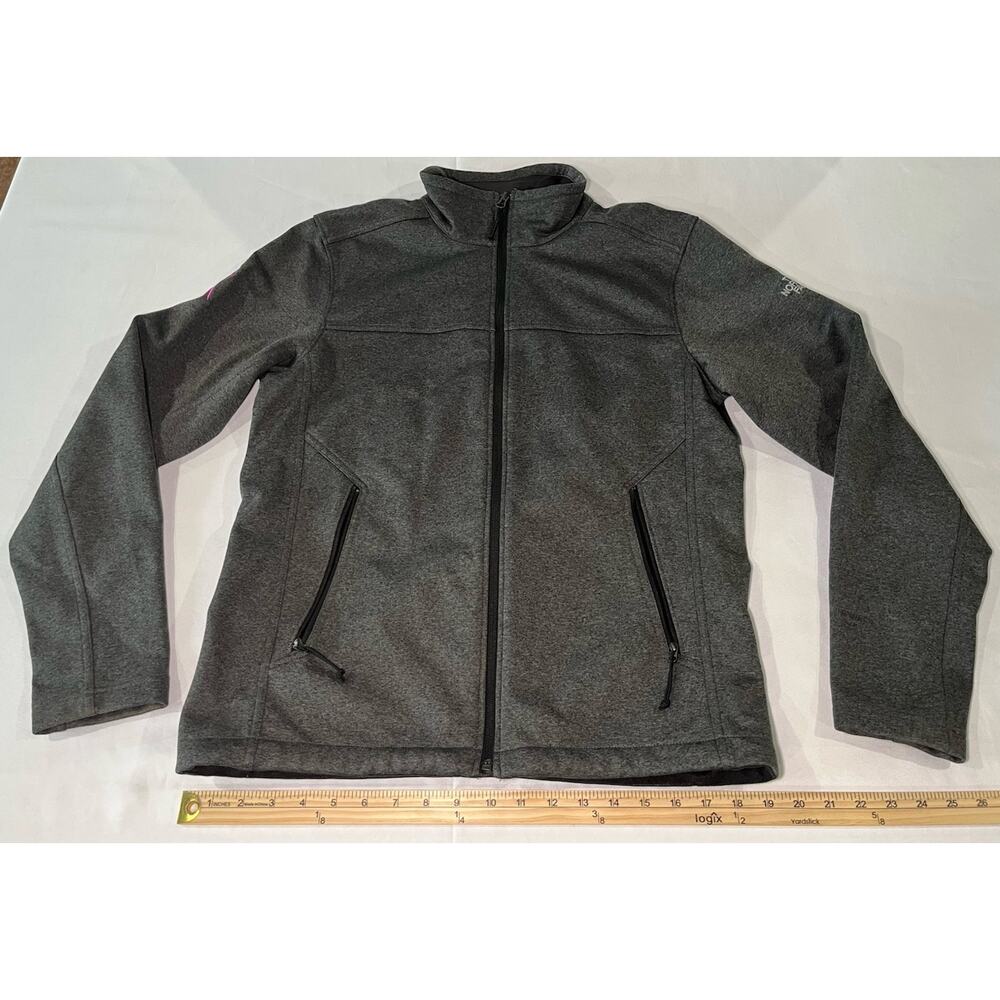 North Face Sweater Womens Small Gray Jacket (Breast Cancer Awareness Logo)